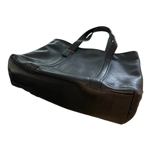 Vintage Coach Black Leather Tote Bag - Picture 4 of 9